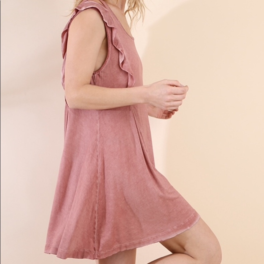 Umgee NWT Dusty Rose Washed Sleeveless Dress